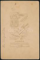 cca 1895 A Pécsi Királyi Ítélőtábla épülete, alul üzletekkel, Pátz H. keményhátú fotója, hátoldalon ...