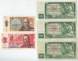 Csehszlovákia 1961. 100K (3x) + 1986. 10K + 1987. 20K T:VG, közte egy F Czechoslovakia 1961. 100 Korun + 1986. 10 Korún + 1987. 20 Korún C:VG, including an F