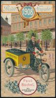 1908 Prosit Neujahr, az osztrák posta újévi füzete, rajzokkal illusztrálva, rendkívül dekoratív címlappal, Alois Scharf postás pecsétjével, 24p