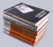 Karinthy Frigyes munkáinak 5 kötete:  Karinthy Frigyes összegyűjtött művei 4 (4, 12, 26, 27) kötete: Humoreszkek II., IV., VI, VII. köt. A sorozatot szerk. és sajtó alá rendezte: Szalay Károly. [Bp.], 2002-2006,Akkord Kiadó. Kiadói kartonált papírkötések.;  Karinthy Frigyes: Így írtok ti. Irodalmi karikatúrák. Bp., 2011, Európa. Kiadói aranyozott egészvászon-kötés, kiadói papír védőborítóban.;  + Fotótéka Karinthy Frigyes. "Nézzék meg ezt a fotográfiát." Összeáll.: Kovács Ida. Halász László előszavával. Bp., 1982, Népművelési Propaganda Iroda, 311 p. Kiadói papírkötés.