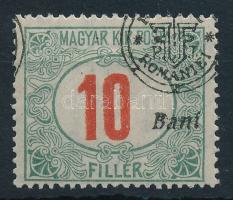 Nagyvárad 1919 Portó 10f látványosan elcsúszott felülnyomással (ránc) / Mi P 6 II. with shifted overprint (crease) Signed: Bodor