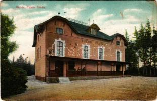 1909 Gánóc, Gansdorf, Gánóc-gyógyfürdő, Kúpele Gánovce, Gánovce; Tükör fürdő / spa, bath + "RUTTKA - KASSA 182. SZ," vasúti mozgóposta bélyegző (fl)