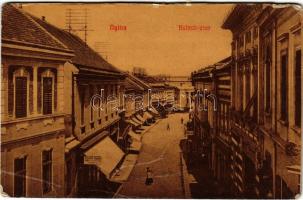 Nyitra, Nitra; Kalmár utca, Dirnfeld Samu üzlete. Schwarz A. kiadása, W.L. (?) 504. / street view, shops (gyűrődések / creases)