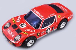 cca 1975 Lamborghini Miura-SV lemezjáték. Elemmel működik, Japán, kissé sérült dobozában, működik, h:24,5 cm /// cca. 1975 Lamborghini Miura-SV tin toy. Battery-operated, made in Japan, in its slightly damaged box, working, length: 24.5 cm
