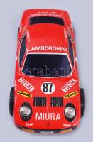 cca 1975 Lamborghini Miura-SV lemezjáték. Elemmel működik, Japán, kissé sérült dobozában, működik, h...