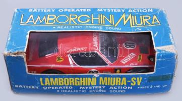 cca 1975 Lamborghini Miura-SV lemezjáték. Elemmel működik, Japán, kissé sérült dobozában, működik, h...