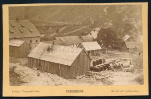 cca 1875 Az alsó-ausztriai Kaiserbrunn egy részlete vízszállító hordókkal, később a bécsi vízvezeték-hálózat kiindulópontja, a schneebergi forrásvízzel, keményhátú fotó Weingartshofer műterméből, felirattal, szép állapotban, 6,5×10,5 cm