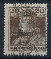 Nagyvárad 1919 Károly 20f látványosan elcsúszott felülnyomással / Mi 46 II. with shifted overprint Signed: Bodor