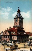 Brassó, Kronstadt, Brasov; tanácsház, üzletek, piac. Zeidner H. kiadása / town hall, shops, market (EK)