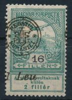 Nagyvárad 1919 Árvíz 16f látványosan elcsúszott felülnyomással (hajtott) / Mi 8 II. with shifted overprint (folded) Signed: Bodor