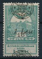 Nagyvárad 1919 Árvíz 16f látványosan elcsúszott felülnyomással / Mi 8 II. with shifted overprint Signed: Bodor