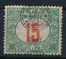 Nagyvárad 1919 Portó 15f látványosan elcsúszott felülnyomással / Mi P8 II. with shifted overprint Signed: Bodor