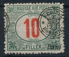 Nagyvárad 1919 Portó 10f látványosan elcsúszott felülnyomással / Mi P6 II. with shifted overprint Signed: Bodor