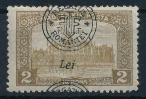 Nagyvárad 1919 Parlament 2K látványosan elcsúszott felülnyomással (rozsda) / Mi 41 II. with shifted overprint (stain) Signed: Bodor