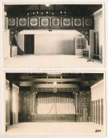 Székelyudvarhely, Odorheiu Secuiesc - 2 db RÉGI képeslap: épület belső, színpad, bordásfal / 2 pre-1945 photo postcards: interiors, stage. Kováts István photo