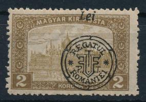 Nagyvárad 1919 Parlament 2K Lei fönt / Mi 41 II. shifted overprint Signed: Bodor