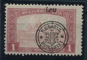 Nagyvárad 1919 Parlament 1K Lei fönt / Mi 40 II. shifted overprint Signed: Bodor