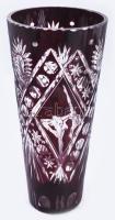 Bíborpácolt váza, jelzés nélkül, hibátlan, m: 30 cm