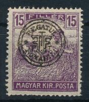 Nagyvárad 1919 Arató 15f Bani nélkül / Mi 32 II. shifted overprint Signed: Bodor