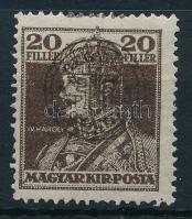 Nagyvárad 1919 Károly 20f Bani nélkül / Mi 46 II. shifted overprint Signed: Bodor