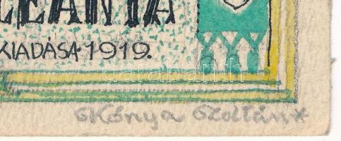 Kónya Zoltán (?-?): Könyvborító terve, Anatole France Lilith Leánya c. művéhez (1919). Vegyes techni...