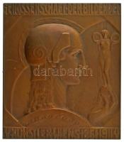 Ausztria 1911. "Genossenschaft der Bildenden Künstler Wiens 1861-1911 (Bécsi Képzőművészek Szövetkezete)" egyoldalas, vert, bronz emlékplakett. Szign.: Arnold Hartig (72x81mm) T:AU bal oldalt kis ph. / Austria 1911. "Genossenschaft der Bildenden Künstler Wiens 1861-1911 (Cooperative of Visual Artists of Wien)" one-sided, struck, bronze commemorative plaque Sign.: Arnold Hartig (72x81mm) C:AU edge error on the left side