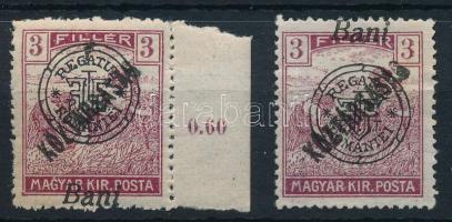 Nagyvárad 1919 Arató/Köztársaság 3f Bani lent + támpéldány / Mi 51 II. shifted overprint
Signed: Bo...