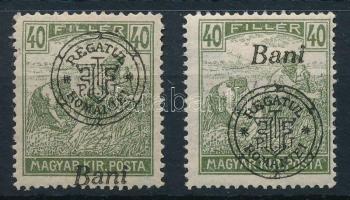 Nagyvárad 1919 Arató/Köztársaság 40f Bani lent + támpéldány / Mi 57 II. shifted overprint Signed: Bodor