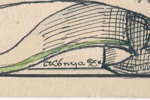 Kónya Zoltán (?-?): Könyvborító terve, ifj. Gulliver utazása Lilliputban c. művéhez. Vegyes technika...