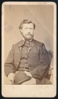 1865 Zichy Antal (1823-1898) képviselő, Zichy Mihály bátyja, keményhátú fotó Borsos &amp; Doctor pesti műterméből, felületén törésnyom, 10,5×6,5 cm