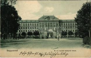1907 Nagyvárad, Oradea; M. kir. honvéd hadapródiskola. Sebő Imre kiadása / K.u.K. military cadet school (ázott sarok / wet corner)