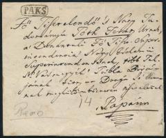 1839 Portós levél "PAKS" - Pápa