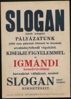 Slogan pályázat, Igmándi természetes keserűvíz kisplakát, papír, Globus-Nyomda, Bp., lapszéli apró s...