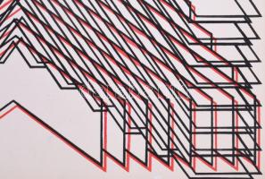 Fajó János (1937-2018): Konstruktivista kompozíció (cím nélkül), 1973. Szitanyomat, papír. Jelezve k...