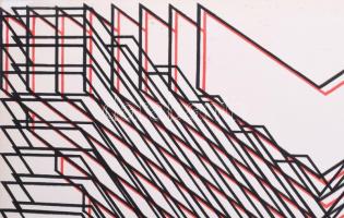 Fajó János (1937-2018): Konstruktivista kompozíció (cím nélkül), 1973. Szitanyomat, papír. Jelezve k...