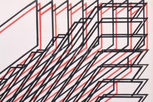 Fajó János (1937-2018): Konstruktivista kompozíció (cím nélkül), 1973. Szitanyomat, papír. Jelezve k...