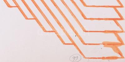 Fajó János (1937-2018): Konstruktivista kompozíció (cím nélkül), 1973. Szitanyomat, papír. Jelezve k...