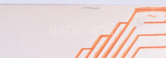 Fajó János (1937-2018): Konstruktivista kompozíció (cím nélkül), 1973. Szitanyomat, papír. Jelezve k...