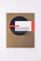 Erich Buchholz (1891-1972): Konstruktivista kompozíció (cím nélkül), 1922-1971. Szitanyomat, papír. Jelzett. Számozott (73/75). 36x30 cm
