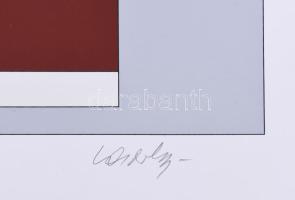 Victor Vasarely (1908-1997): Geometrikus kompozíció (cím nélkül). Szitanyomat, papír, jelzett, számo...