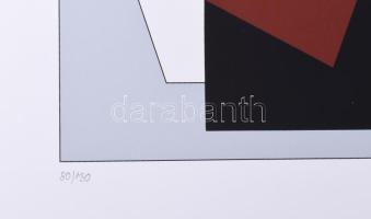 Victor Vasarely (1908-1997): Geometrikus kompozíció (cím nélkül). Szitanyomat, papír, jelzett, számo...