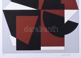 Victor Vasarely (1908-1997): Geometrikus kompozíció (cím nélkül). Szitanyomat, papír, jelzett, számo...