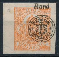 Nagyvárad 1919 Hírlapbélyeg ívszéli, VI. vízjel, elcsúszott felülnyomással / Mi 19zII. with shifted overprint Signed: Bodor