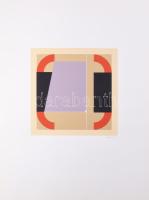 Konok Tamás (1930-2020): Geometrikus kompozíció, 1991. Szitanyomat, papír, jelzett, számozott (26/40). 28×28 cm / serigraphy on paper, signed, numbered (26/40)