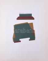 Mark (Márkus), Anna (1928-): Konstruktivista kompozíció. Szitanyomat, papír, jelzett, művészpéldány E.A. jelzéssel. 45,5×34 cm