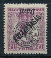 Nagyvárad 1919 Zita/Köztársaság 50f fordított felülnyomással / Mi 64 II. inverted overprint Signed: Bodor