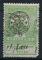Nagyvárad 1919 Árvíz 5f kettős felülnyomással (hajtásnyom) / Mi 4 II. with double overprint (folded) Signed: Bodor