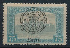 Nagyvárad 1919 Parlament 75f kettős felülnyomással / Mi 38 II. with double overprint Signed: Bodor