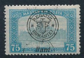 Nagyvárad 1919 Parlament 75f kettős felülnyomással / Mi 38 II. with double overprint Signed: Bodor