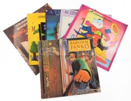 6 darab bakelit mesékkel, Süsü, a sárkány, Sündisznócska lovagol, A táltosmadár, Az ezeregyéjszaka meséiből, A csizmás kandúr, Babszem Jankó.